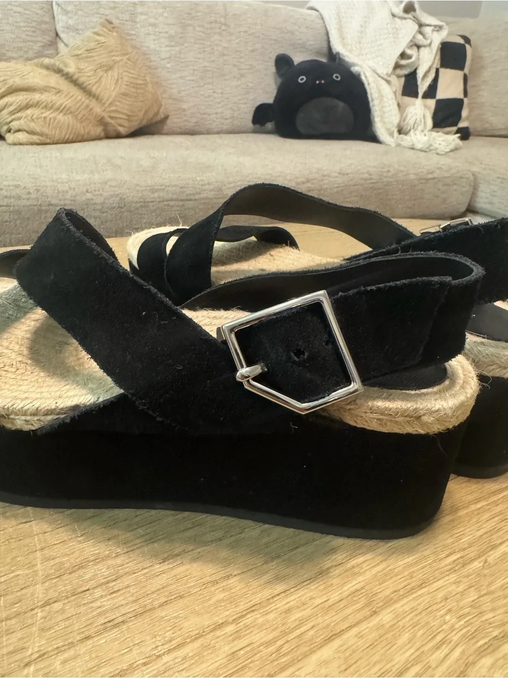 rag & bone Black Suede Platform Espadrille Sandals